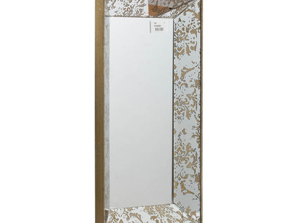 Antique Rectangle Mirror With Floral Accents, Mirrored Display Tray, Hanging Wall Mirror