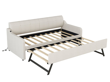 Upholstered Daybed With Trundle And USB Charging