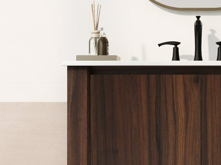 Modern Bathroom Vanity With Rectangle Ceramic Sink, Soft Closing Doors