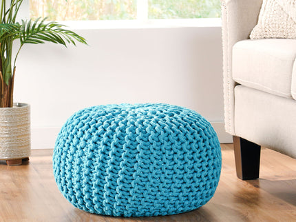 Moro - Knitted Round Pouf With Pumpkin Shape