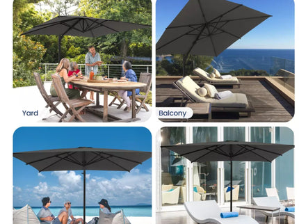 Round Cantilever Patio Umbrella With 360 Rotation & Infinite Tilt Adjustment