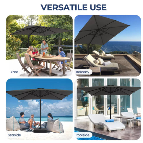 Round Cantilever Patio Umbrella With 360 Rotation & Infinite Tilt Adjustment