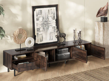 78" TV Stand With Storage Cabinets For Living Room - Walnut