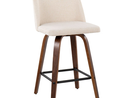 Toriano - Mid Century Modern Fixed Height Counter Stool & Square Footrest (Set of 2)