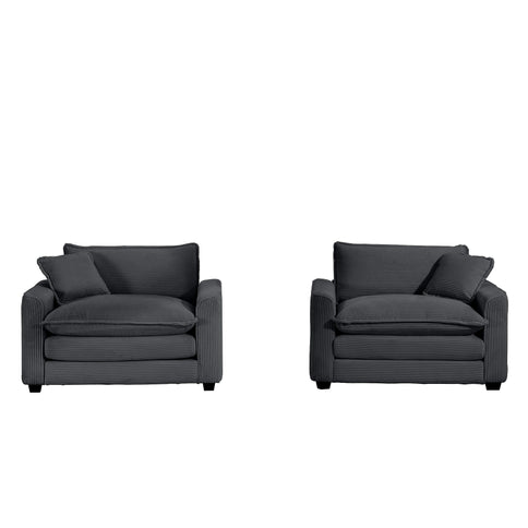 Modern Classic Fabric Single Chair Deep Seat Sofa With Pillow