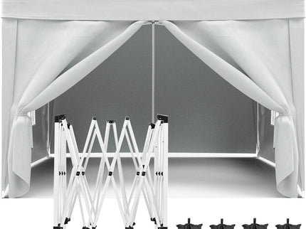 10'X10' Folding Canopy With 4 Removable Sidewalls Outdoor Event Shelter UPF 50+ Gazebo Portable Tents For Parties Beach Camping Wedding Ez Pop Up Canopy 4 Pieces Weight Bag + Carry Bag