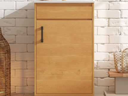 Bathroom Vanity With Sink, Freestanding Single Cabinet With Soft Closing Door And Adjustable Shelf - Natural Wood