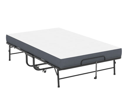 Twin Wide Folding Bed For Tall People, Extra Long & Wide Rollaway With Memory Foam, Heavy-Duty Capacity Guest, Spacious Portable Cot - Black