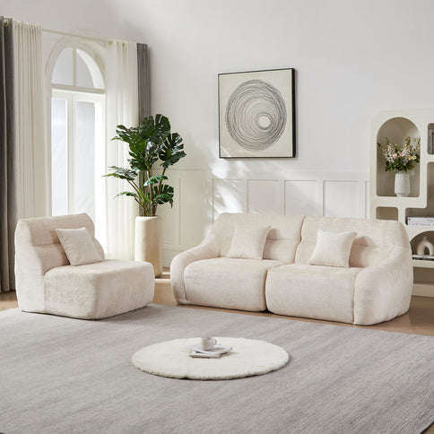 Luxury Curved Corner Sectional Sofa With 4 Pillows