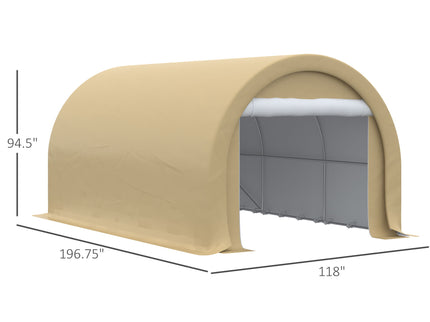 Outsunny - 10' x 16' Carport, Heavy Duty Portable Garage Storage Tent With Large Zippered Door, Anti-Uv Pe Canopy Cover For Car, Truck, Boat, Motorcycle, Bike, Garden Tools, Outdoor Work