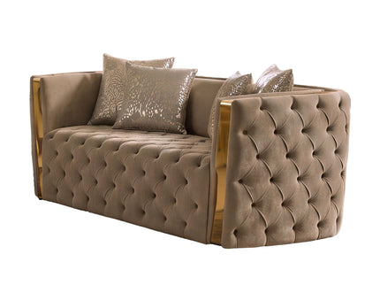 Naomi - Button Tufted Loveseat - Taupe