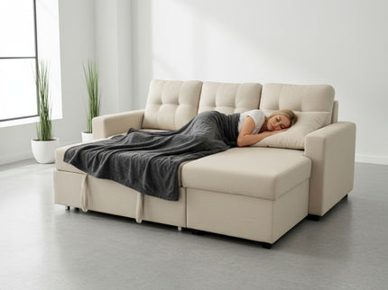 Convertible L Shaped Sectional Sleeper Sofa Bed, Saving Pull Out Couch