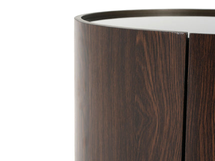 Elegant Italian High Grade Double Layer Storage Round Side Table - Brown / Black