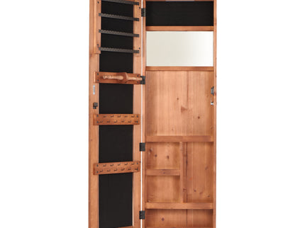 Jewelry Armoire Organizer With Full Length Mirror, Wall Mounted Lockable Cabinet With LED Light
