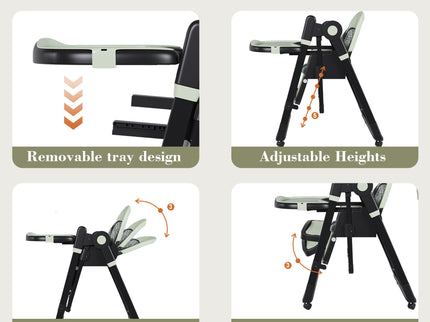 Convertible Baby High Chair To Rocker With 5 Point Harness
