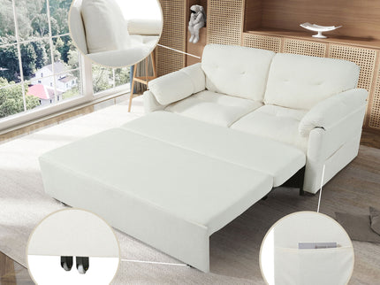 Convertible Pull Out Sofa Bed Queen Size, 3 In 1 With Side Storage