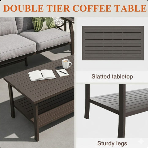 Patio Furniture Set With Coffee Table And Cushions For Backyard