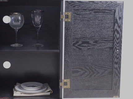 Sideboard Cabinet With Mirrored Doors, Adjustable Shelf, Metal Handles