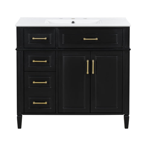 Bathroom Vanity With Sink, 4 Drawers, 2 Doors