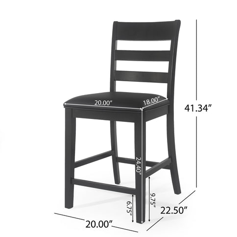 Farmhouse Upholstered Wood Counter Stools