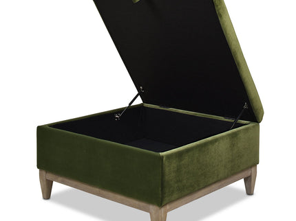 Knox - Square Storage Cocktail Ottoman - Olive Green