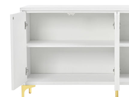 Modern 4 Door Sideboard With Creative Carved Surface And Adjustable Shelves