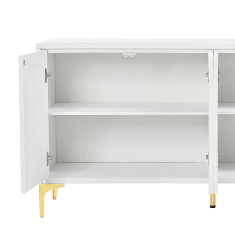 Modern 4 Door Sideboard With Creative Carved Surface And Adjustable Shelves