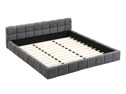 Elegant Upholstered Bed With Checkerboard Design