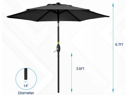 Umbrella With Crank Lift & Tilt, UV-Resistant Canopy For Patio