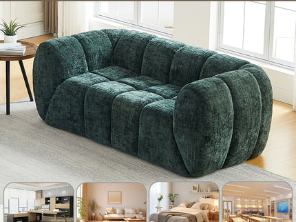 Quilted Cloud Sofa With Rounded Armrests And Piano Key Backrest Design