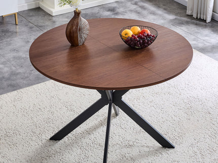 Extendable Round Dining Table - Walnut