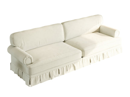 Luxuriously Comfortable Cloud Couch Sofa With Elegant Rolled Arms & Pleated Skirt Design