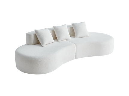 Curved Boneless Couch, Half Moon Sofa, 5 Seat Couch With High Density Foam Filled For Living Room - White