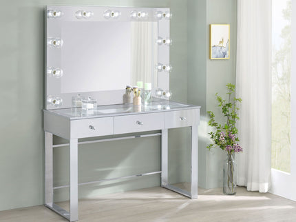 Trevor - 3 Drawer Makeup Vanity Table With Mirror - Chrome
