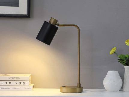 Dharma - Adjustable Table Lamp With Shade - Antique Brass