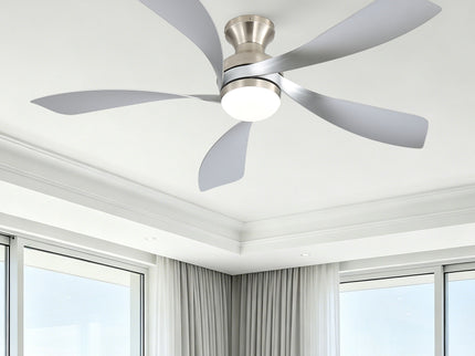 52" Ceiling Fan With 3 Color Dimmable LED Light, DC Reversible Motor, 6 Speed Settings