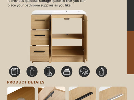 Wall Mounted Floating Bathroom Vanity With Sink, Door & Drawers Modular Cabinet