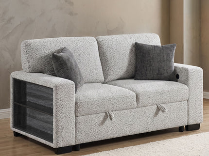 Prato - Loveseat With Storage And USB - Gray