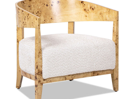 Madrid - Burl Barrel Accent Arm Chair - Seashell White