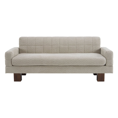 Modern Loveseat Sofa, 2 Seater With Square Arms For Living Room