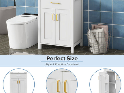 Modern Bathroom Vanity With Ceramic Sink, Soft-Close Doors, Flip Drawer, U-Shaped Shelves, Elegant Storage Solution