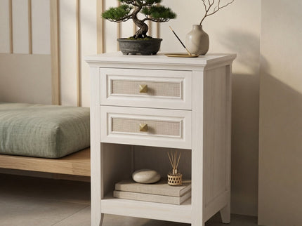 Nightstands With 2 Drawers, Bedside Tables For Small Spaces (Set of 2) - White