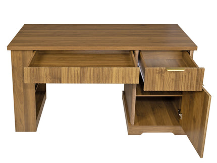 Modern Fluted Office Desk With Storage Cabinet