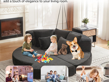 Semi Circular 2 In 1 Sofa Bed With Neck Pillow