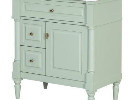 Modern Bathroom Vanity With Sink, Freestanding Cabinet With Flip Drawer & Adjustable Shelf