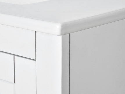 Ceramic Sink Combo, Freestanding Vanity Set With 3 Drawers & Soft Closing Doors