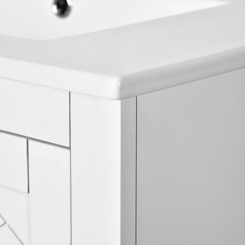 Ceramic Sink Combo, Freestanding Vanity Set With 3 Drawers & Soft Closing Doors