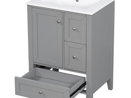 Modern Bathroom Vanity With Sink, Freestanding Cabinet With Drawers And Shelves