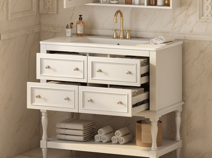 Bathroom Vanity Cabinet With Undermount Sink, 4 Drawer Set