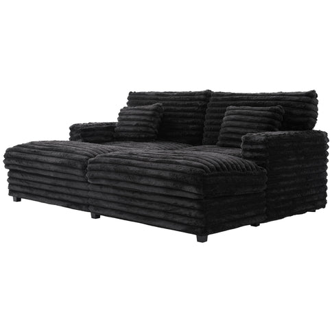 Oversized Double Chaise Lounge Sofa With USB Ports And Cup Holders